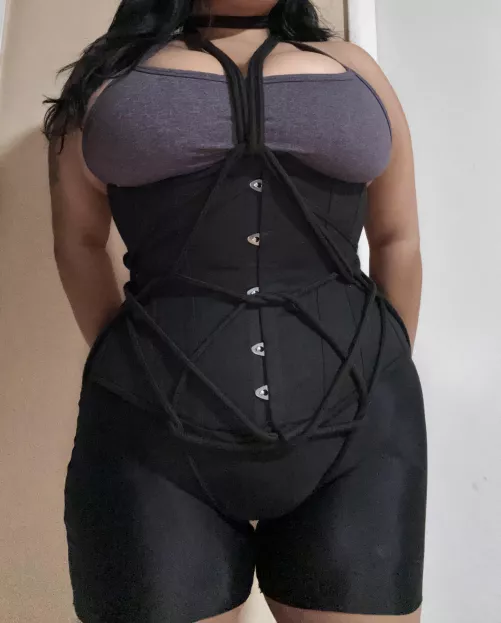 Practicing on myself- harness by yummmicecream