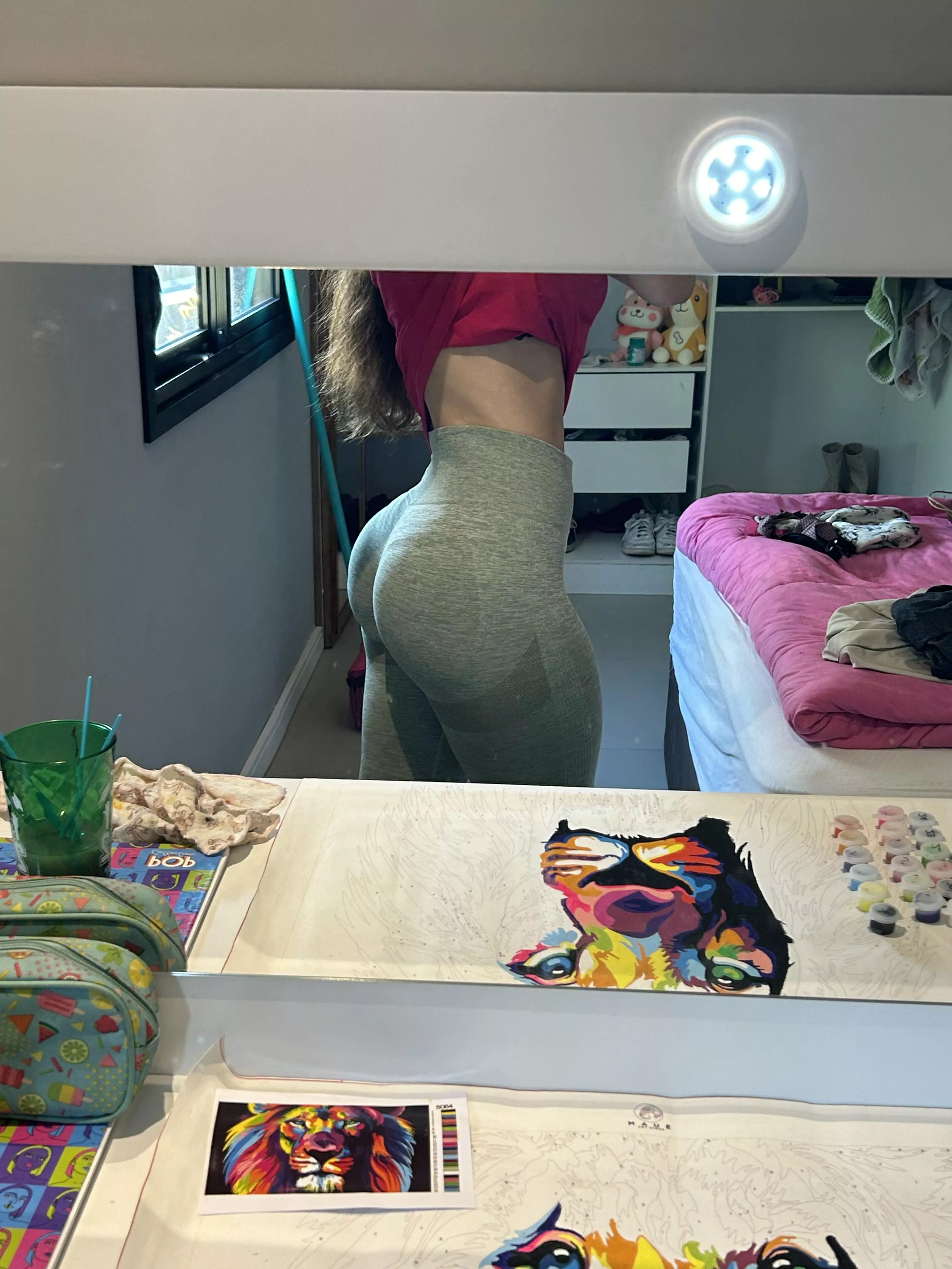 Quick ass pic after I hit the gym, what do you think of my 19yo Mexicana booty posted by Ok-Tear-5611