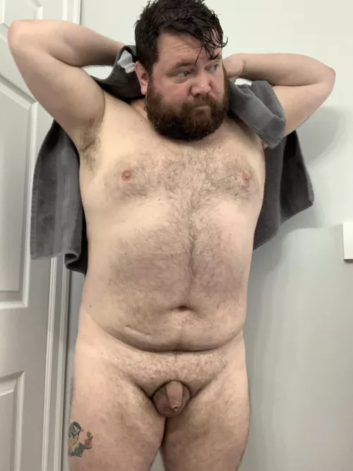 Showing off my grey towel.  by ASundayDrive