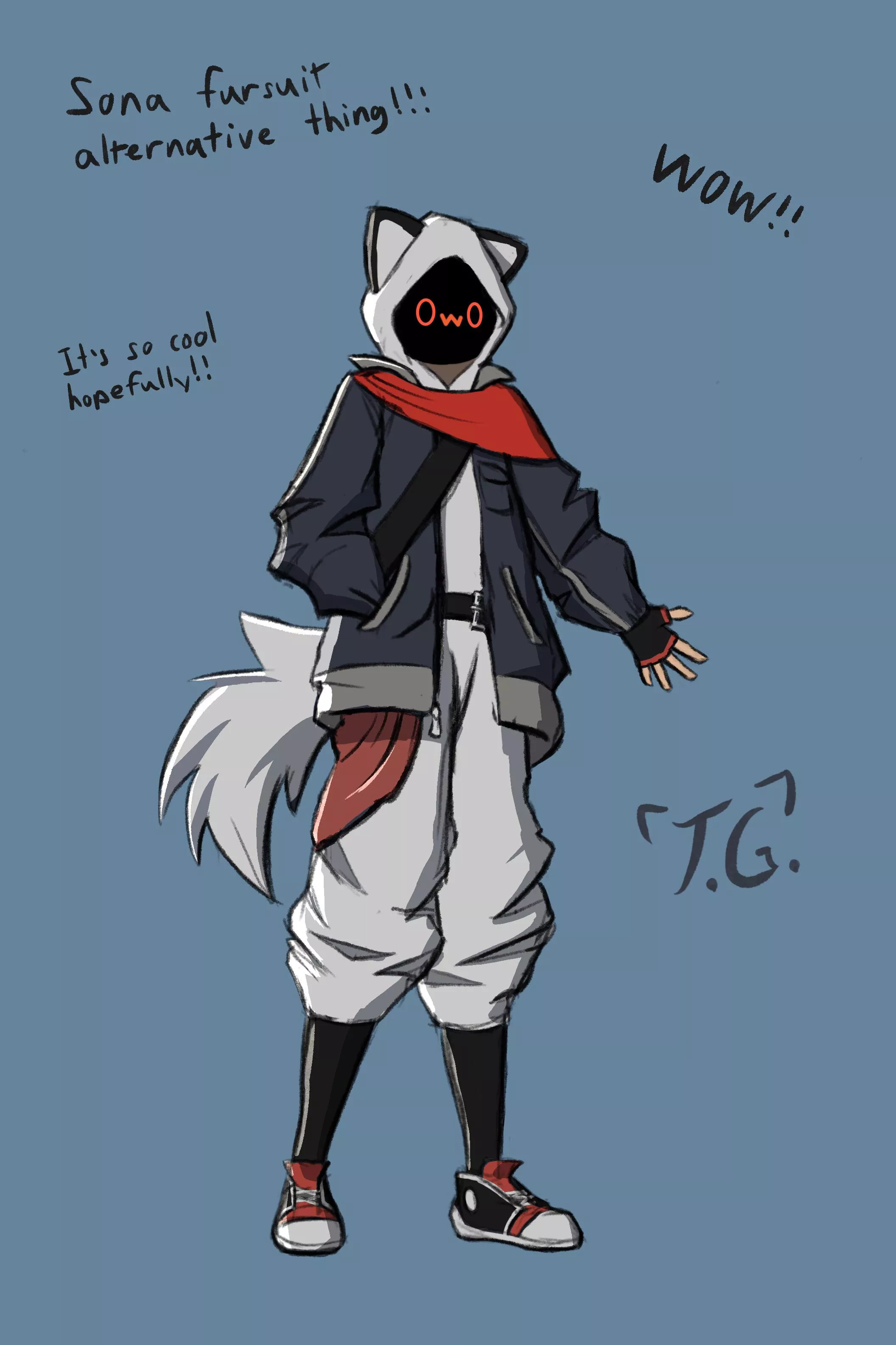 So I’m drawing up a concept for a “fursuit alternative” because I’m too broke to spend $2000 lol. Any thoughts or suggestions? Is it “furry” enough? posted by That_Goober