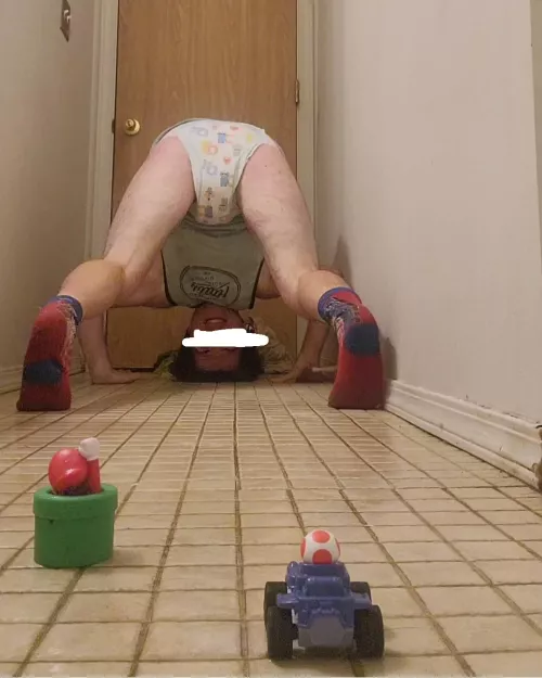 VROOM VROOM! 3 2 1 GO! Im a pampers kinda little boy 😊 (Mario toys are so much fun!) by LittleBlueyRanger