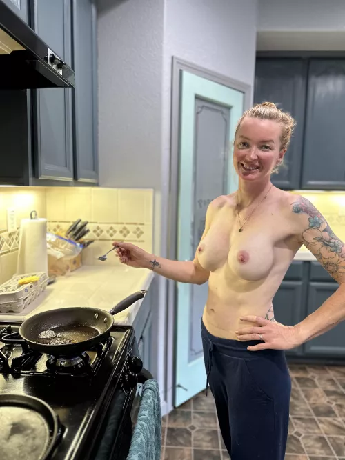 You come down and your friend’s mom is cooking you breakfast like this. Next step is… (F34) by fitredd