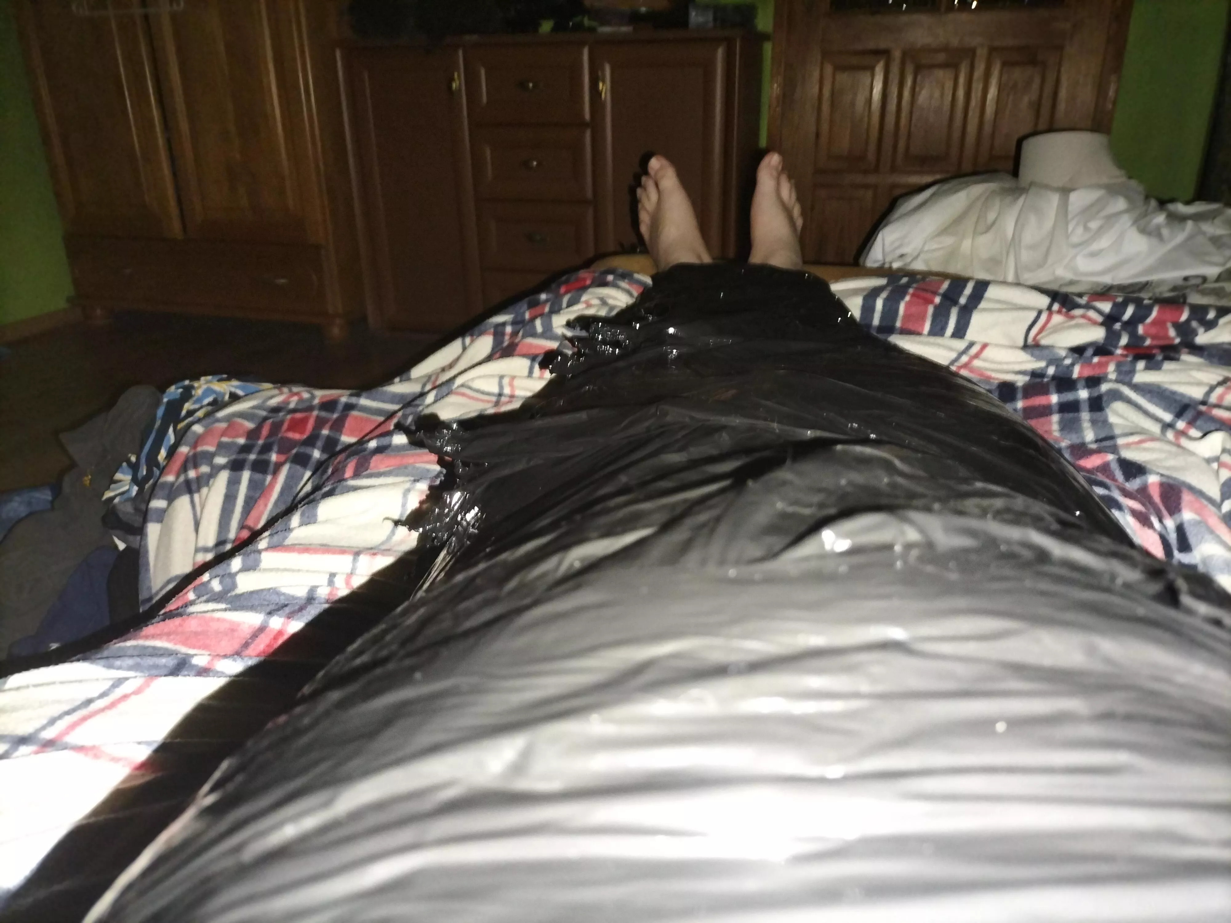 First time fully naked in two layers of pallet wrap. I mummified myself of course. Would love to be someone's plaything rn posted by Mindless_Ad3996