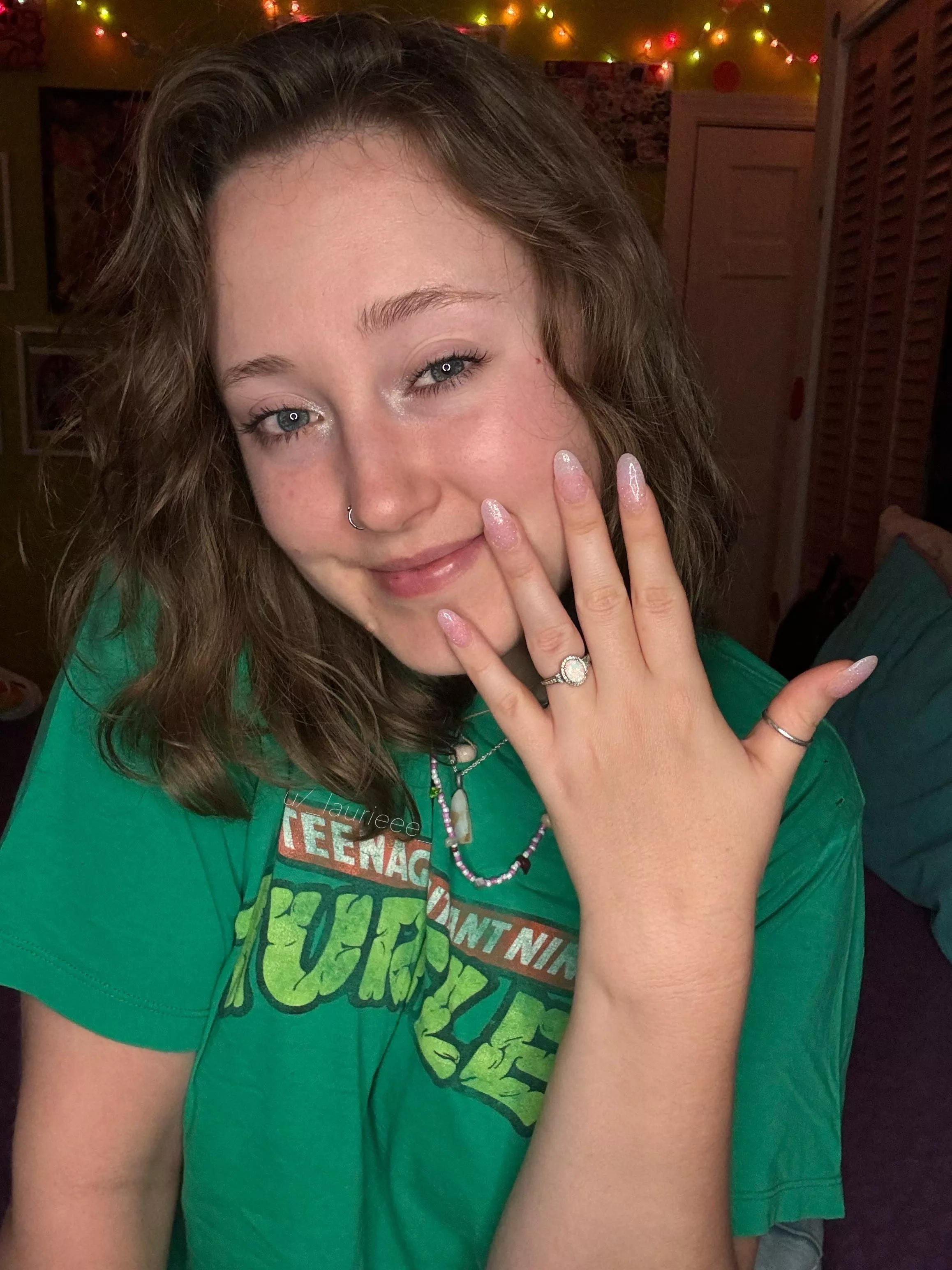 Pixie nails! Photos don’t do the glitter justice posted by _laurieee_