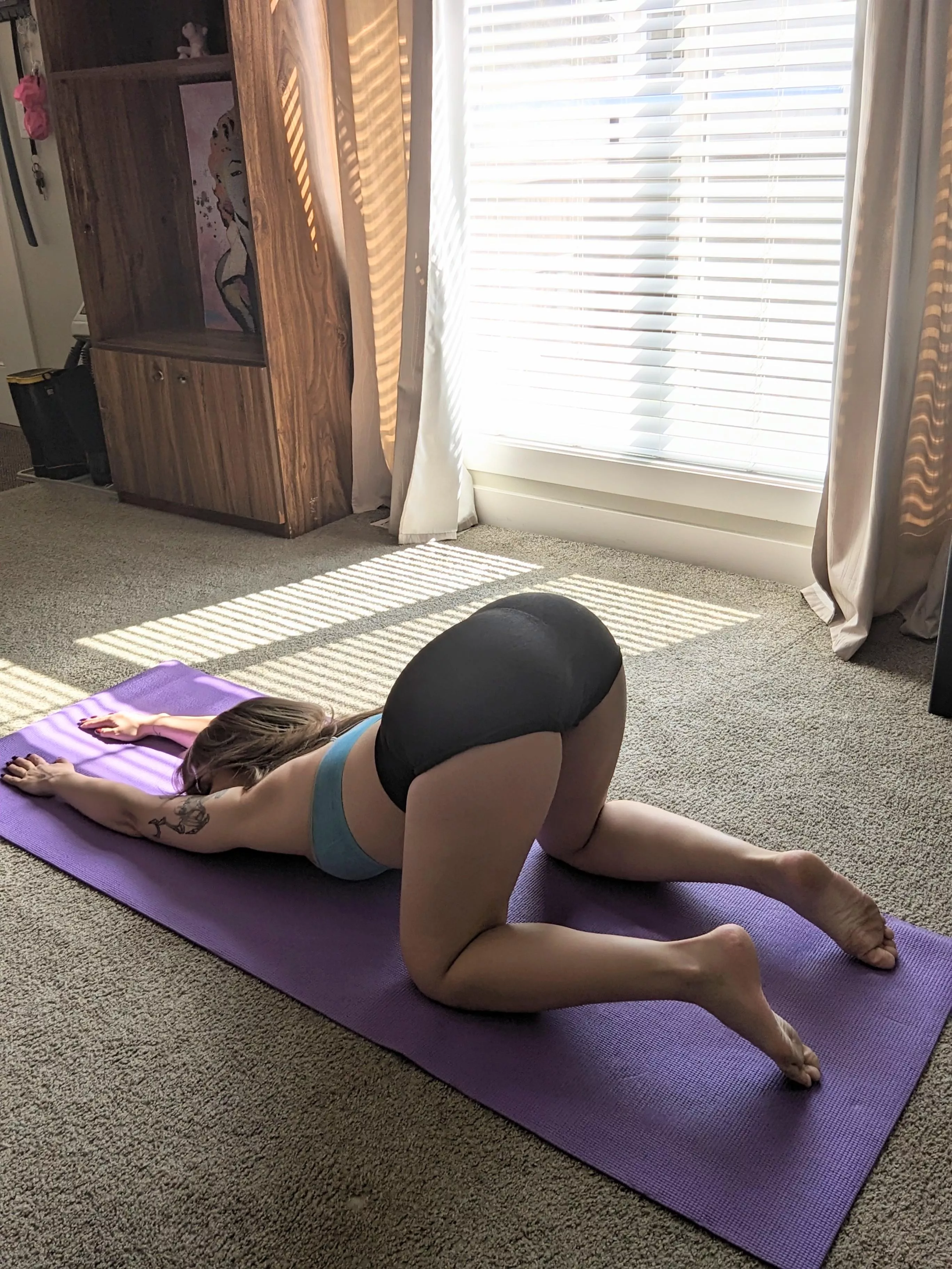 Stretching in my little shorts this morning. Wanna join?  posted by BeccaSnowww