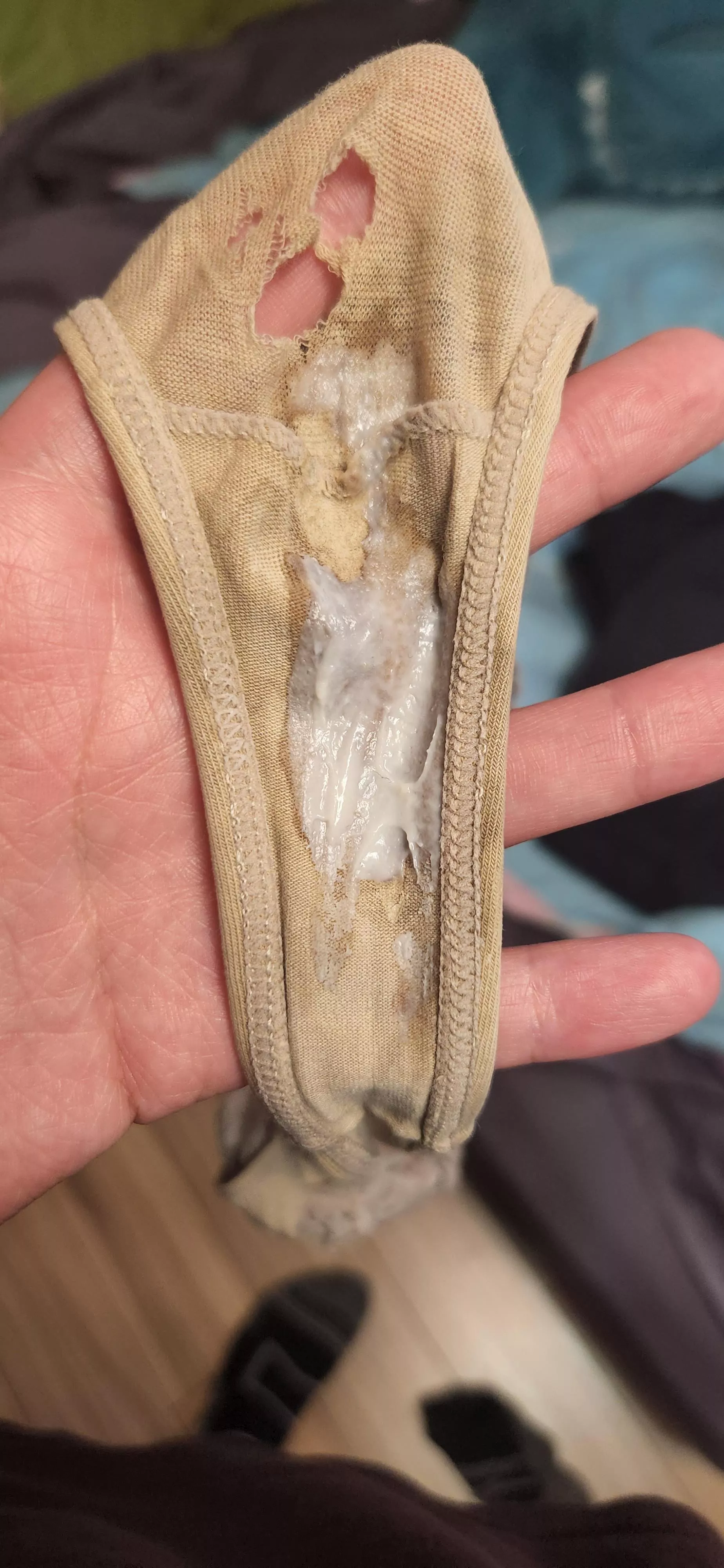 this thong is so well worn its got a few holes, gonna have to retire it soon XD posted by babigiraffe