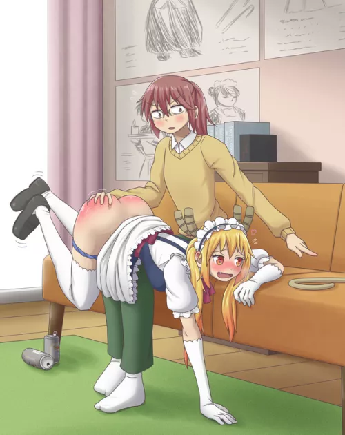 Miss Kobayashi’s spanked maid by Darkness7569