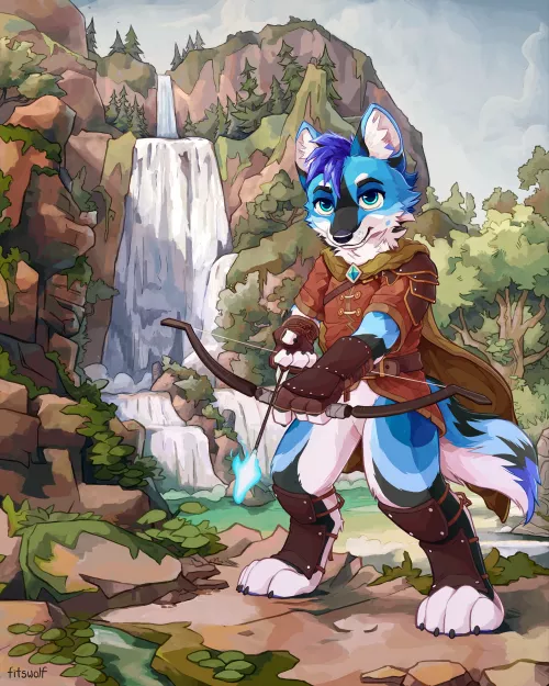 Protector of the waterfall 🌊🧊 (art by me) by fitswolf