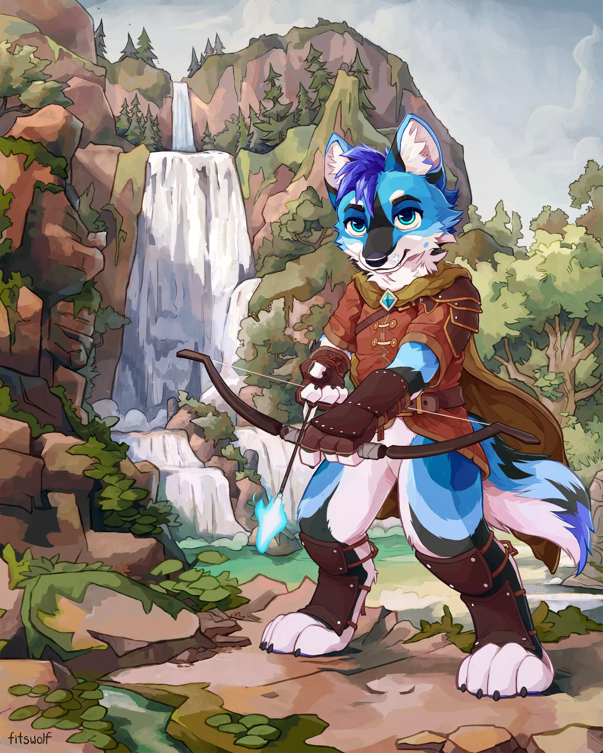 Protector of the waterfall 🌊🧊 (art by me) posted by fitswolf