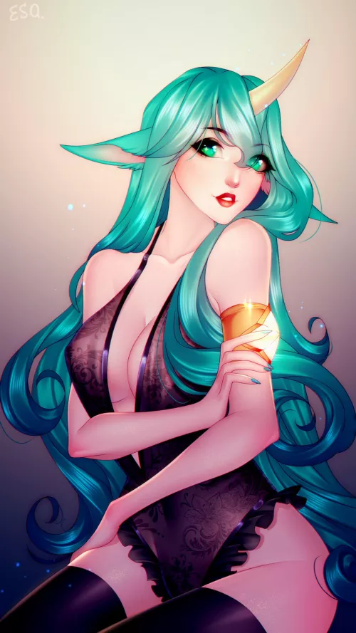Soraka: “Do you like my new lingerie? I bought it especially for you...” (Esqurell) by Allan_Breno