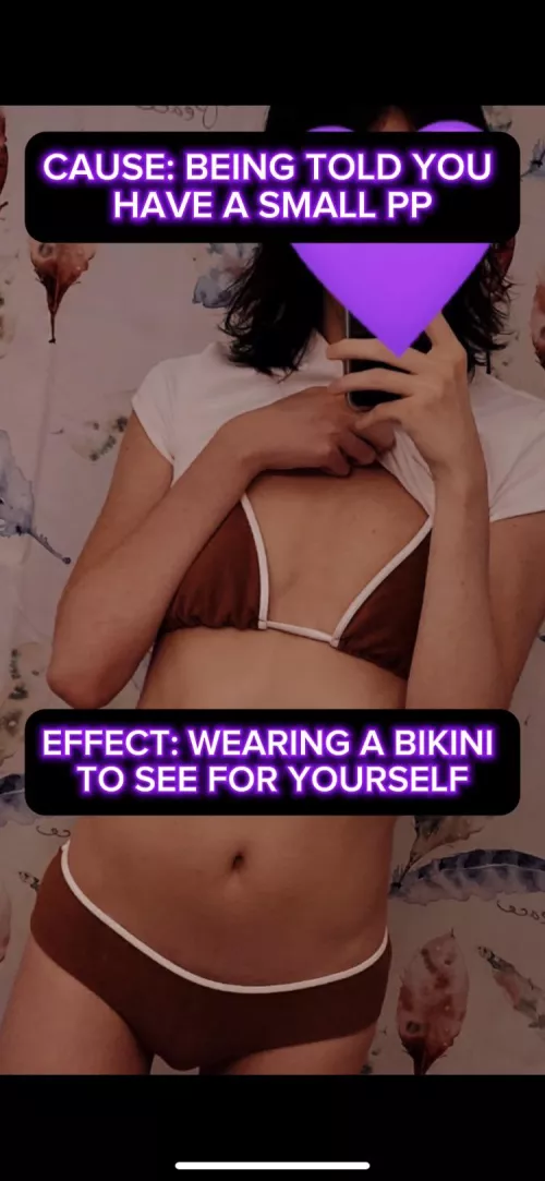 Why does mine fit into a bikini so easily? by QoShadows