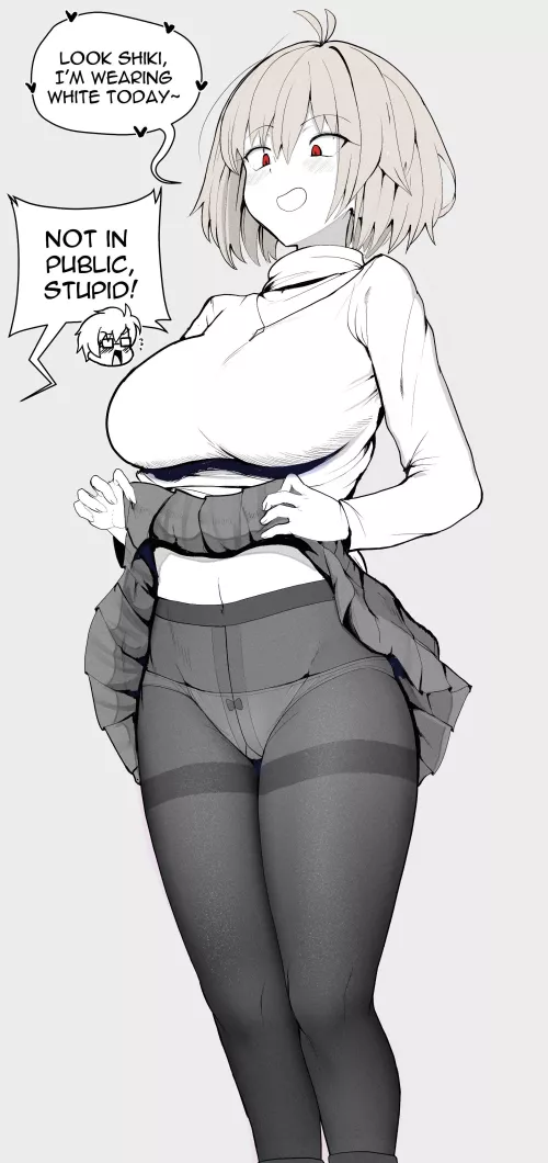 Arcueid showing her panties to Shiki in public (Borghest/sally) [Tsukihime] by llamanatee