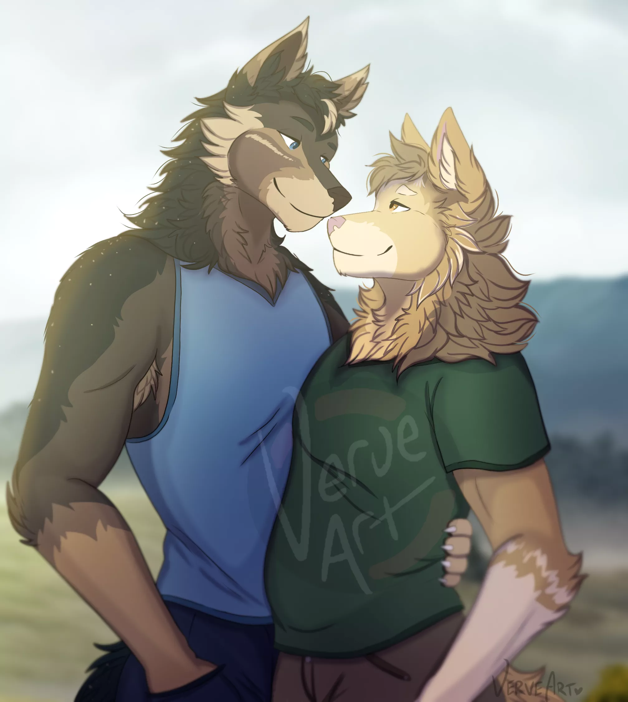 Commission: Just two wolves in love ♡ (Art by me: Verveart) posted by Anim0ski