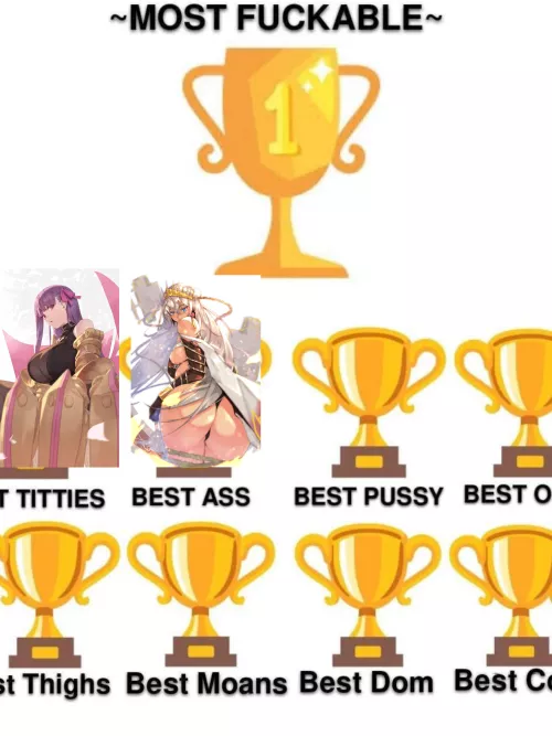grail whores tourney # 3 thanks for voting yet again winner is Zenobia voted for greatest rear end by RavenXCinder