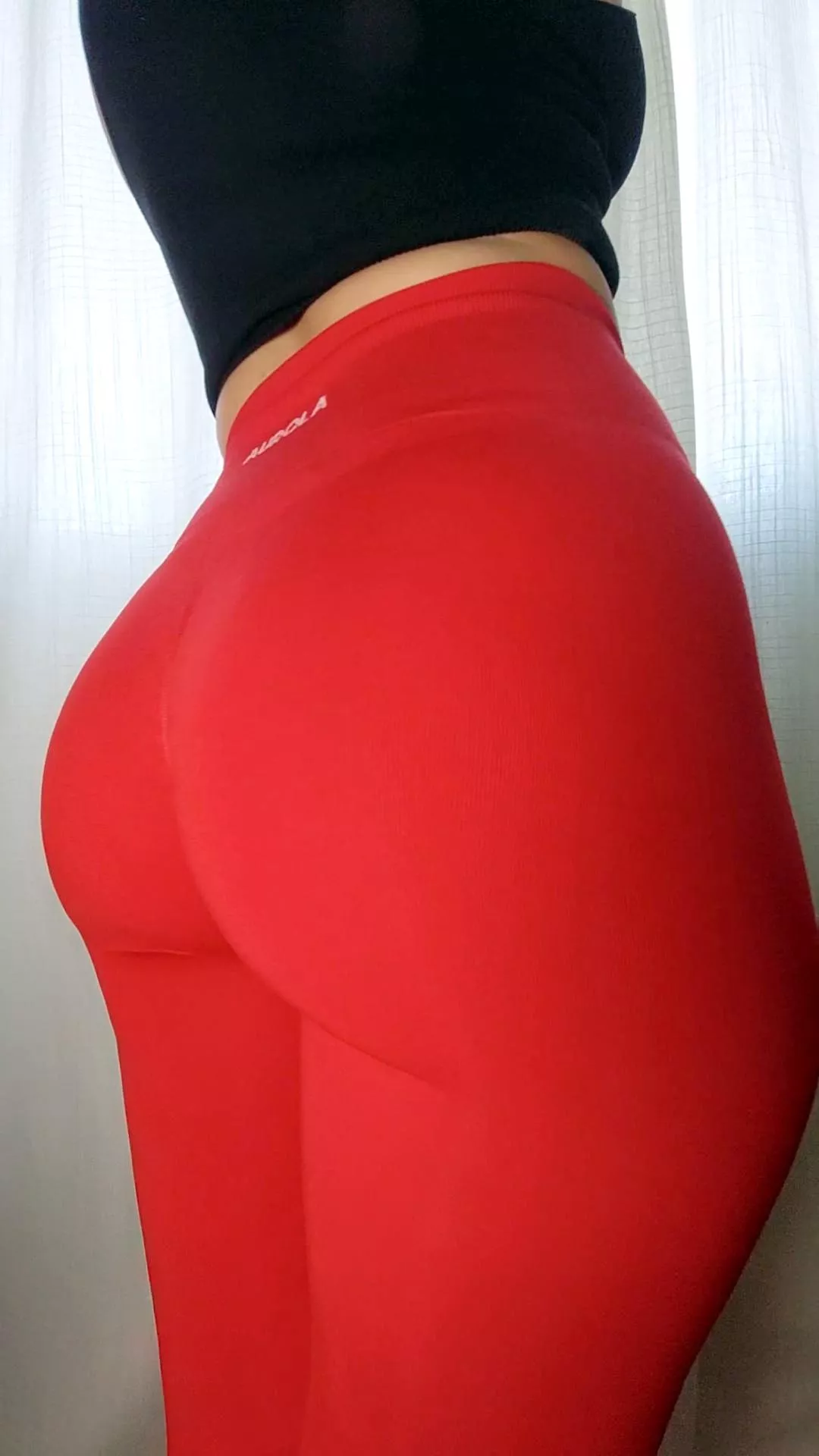 Love these red leggings posted by Braless_babe