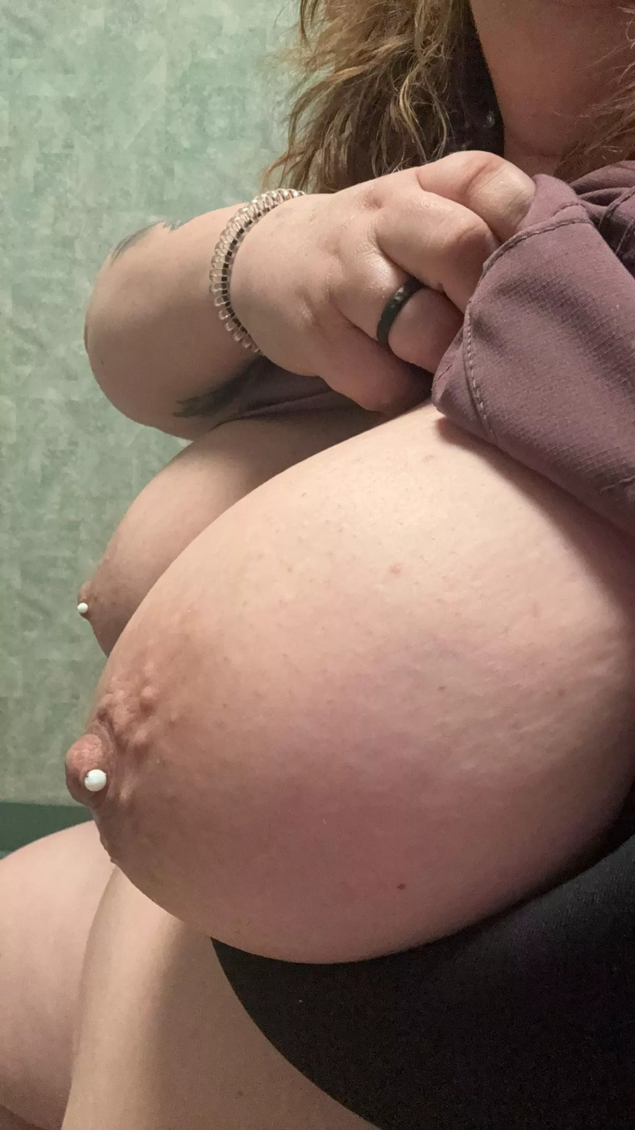 My big nipples were cold so i had to play with them. Your turn!  posted by Greenxxx55