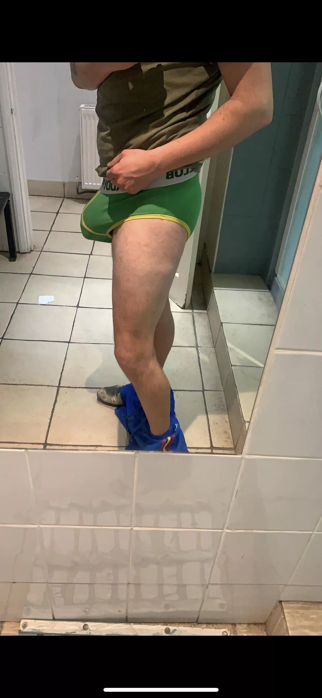 Feeling lucky in my green undies today. I wanked someone off for the first time ever last night. Loved it 🍀🍀🍆🍆 posted by londonboyyy90