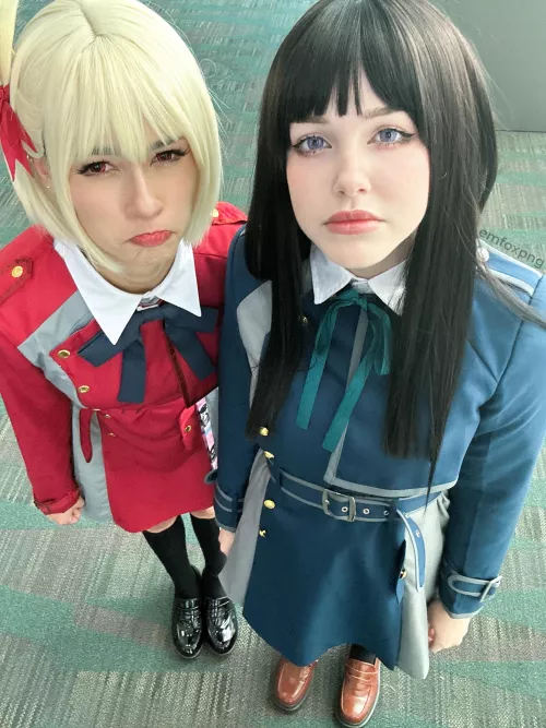 My friend and I cosplaying Chisato and Takina :) by Emfoxpng