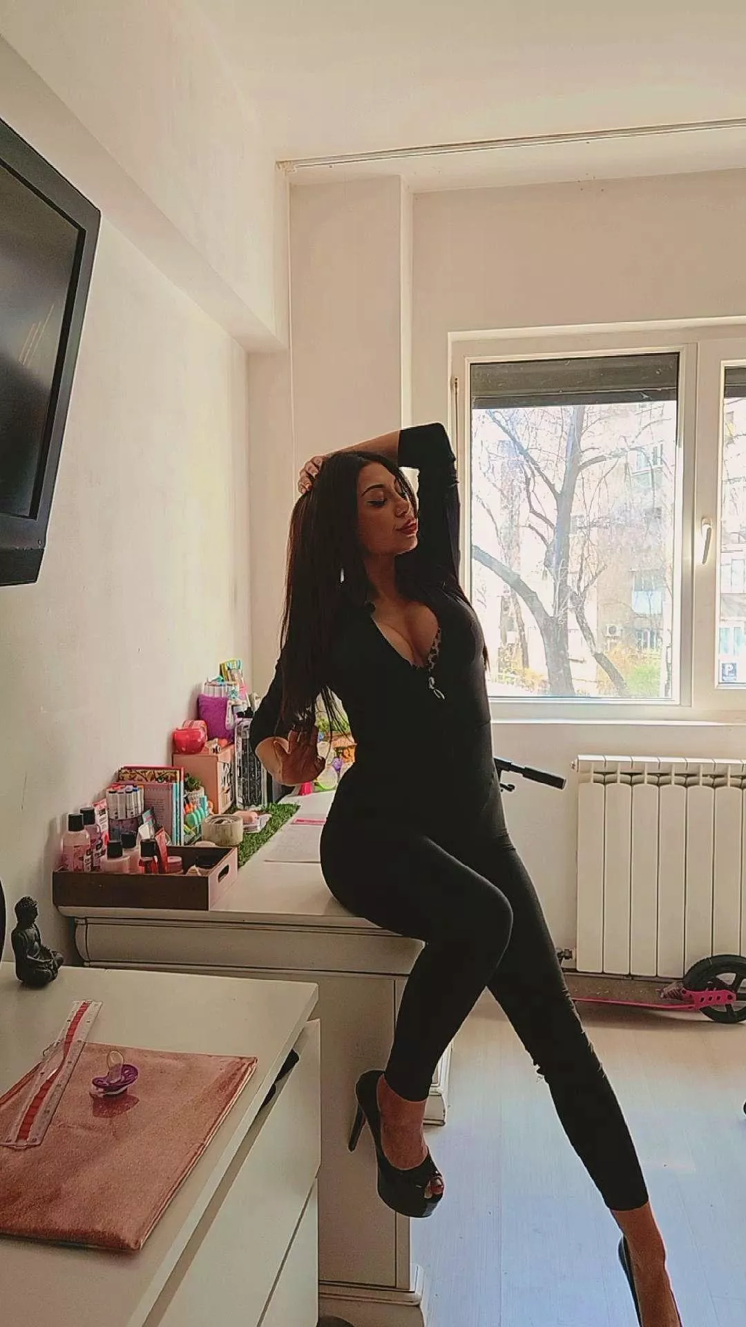 purrrr-fectly dressed in my black catsuit and heels [F] posted by Lustfulbeauty01