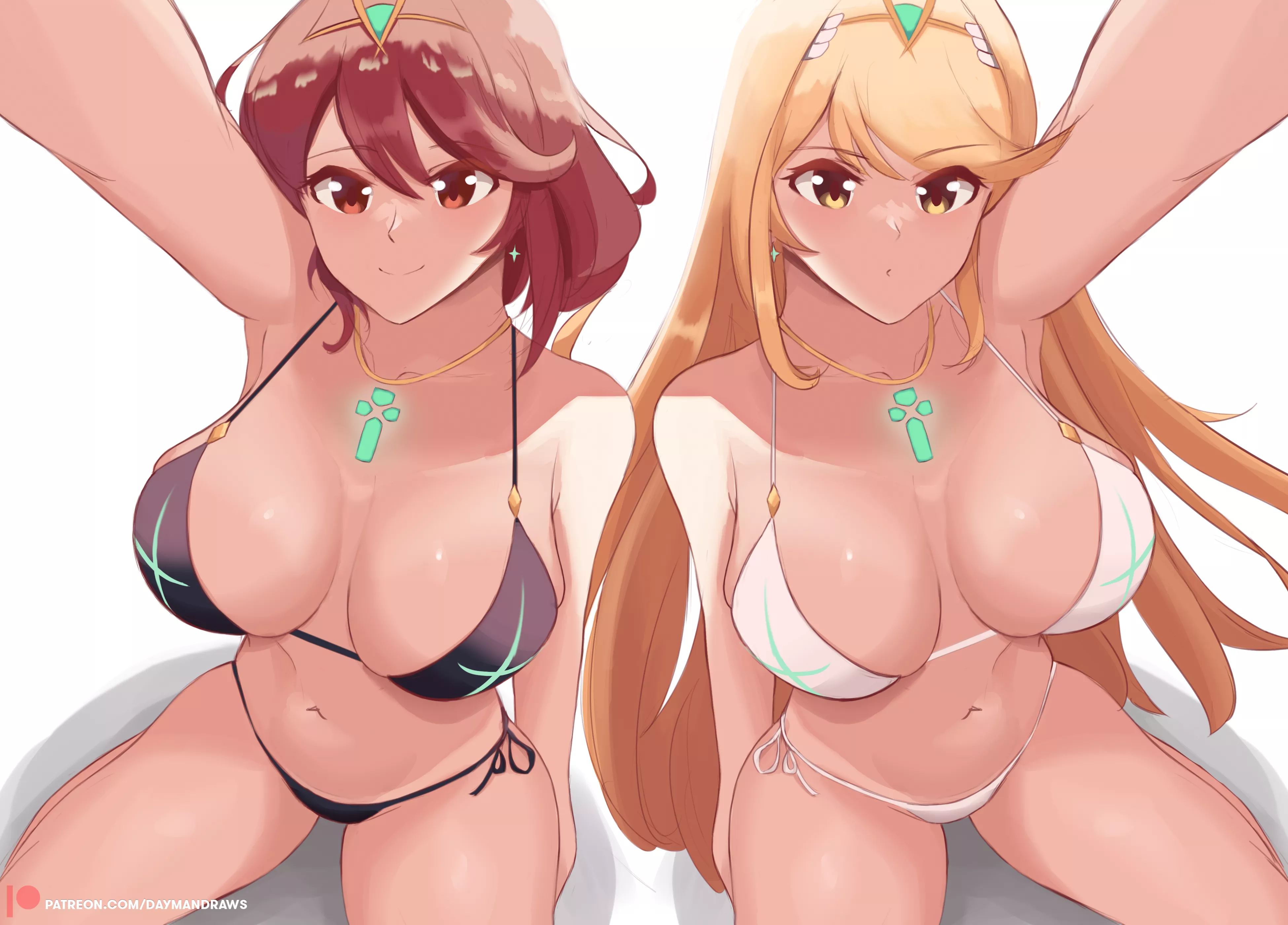 Pyra & Mythra in their Aegis swimsuits posted by LafterMastr