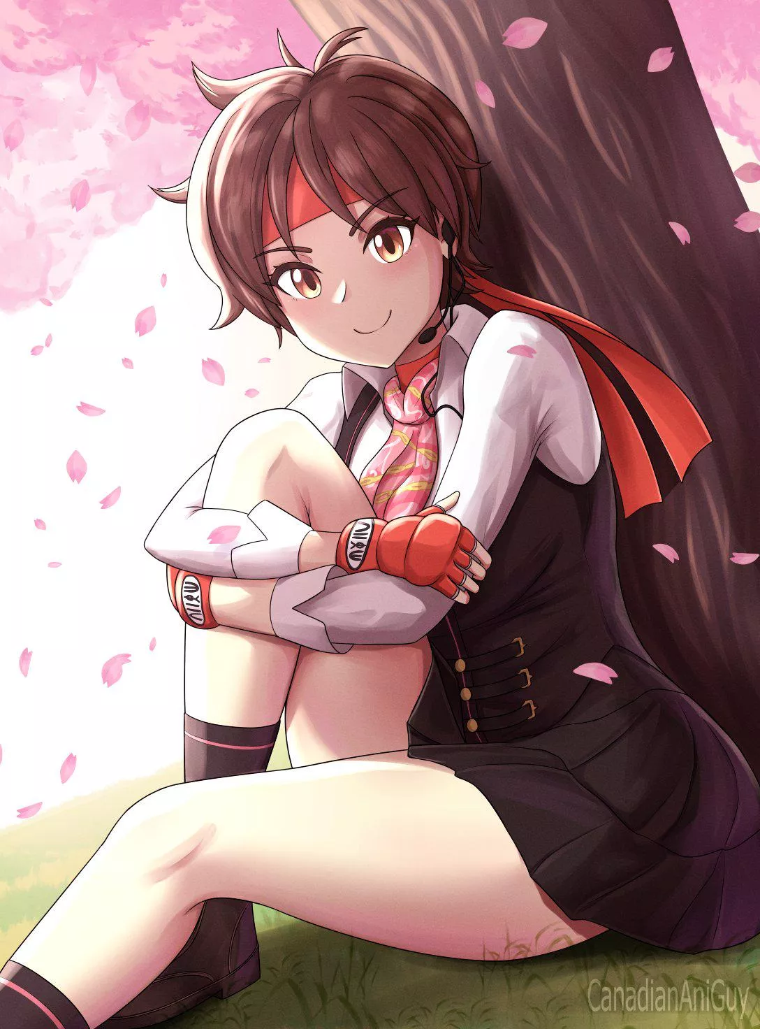 Sakura by a cherry blossom tree posted by LafterMastr