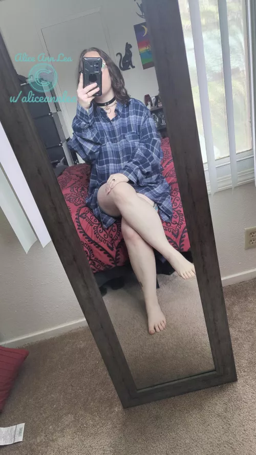 Wearing my collar while in masters button up! I feel super cute by aliceannlea