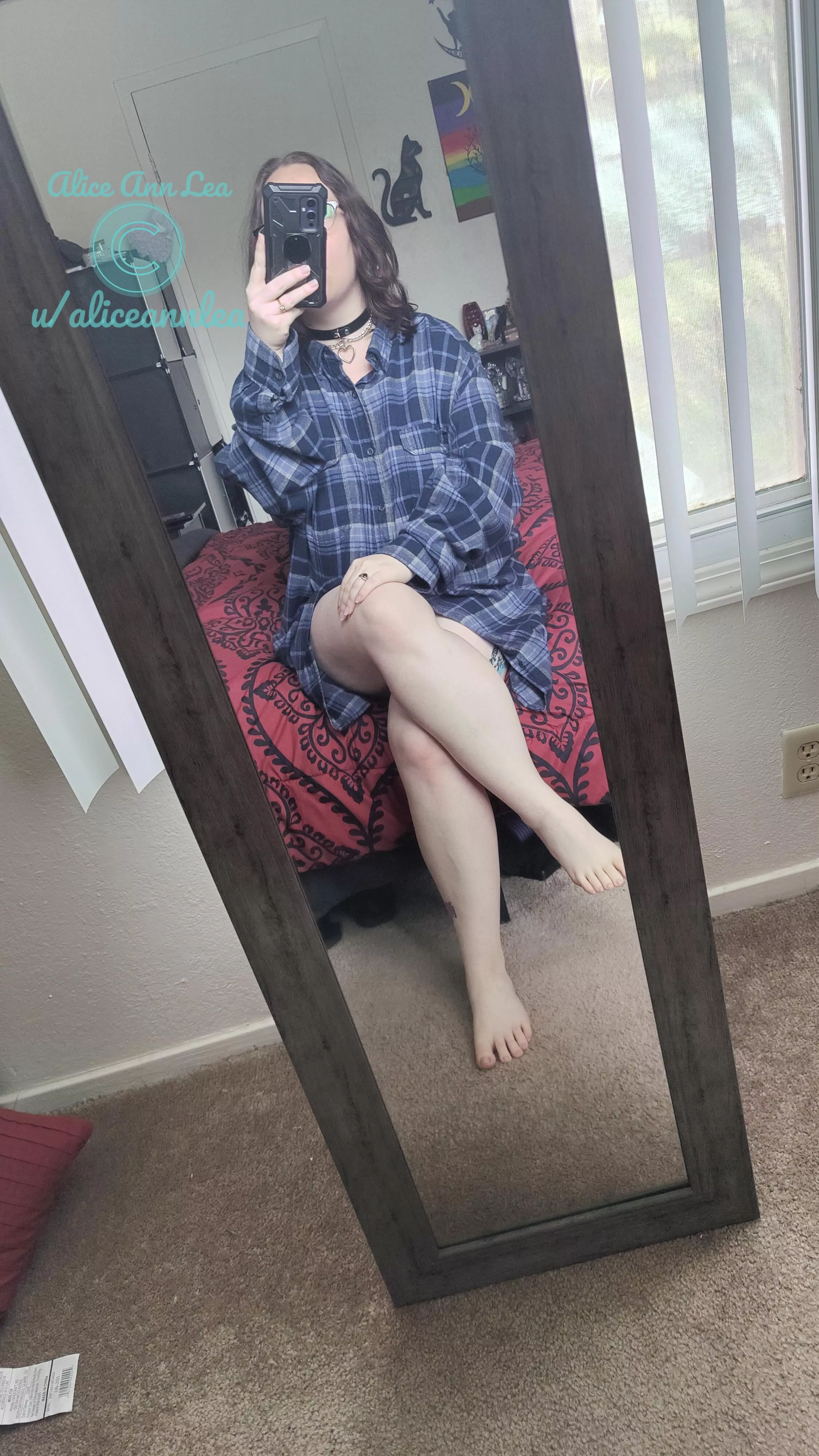 Wearing my collar while in masters button up! I feel super cute posted by aliceannlea