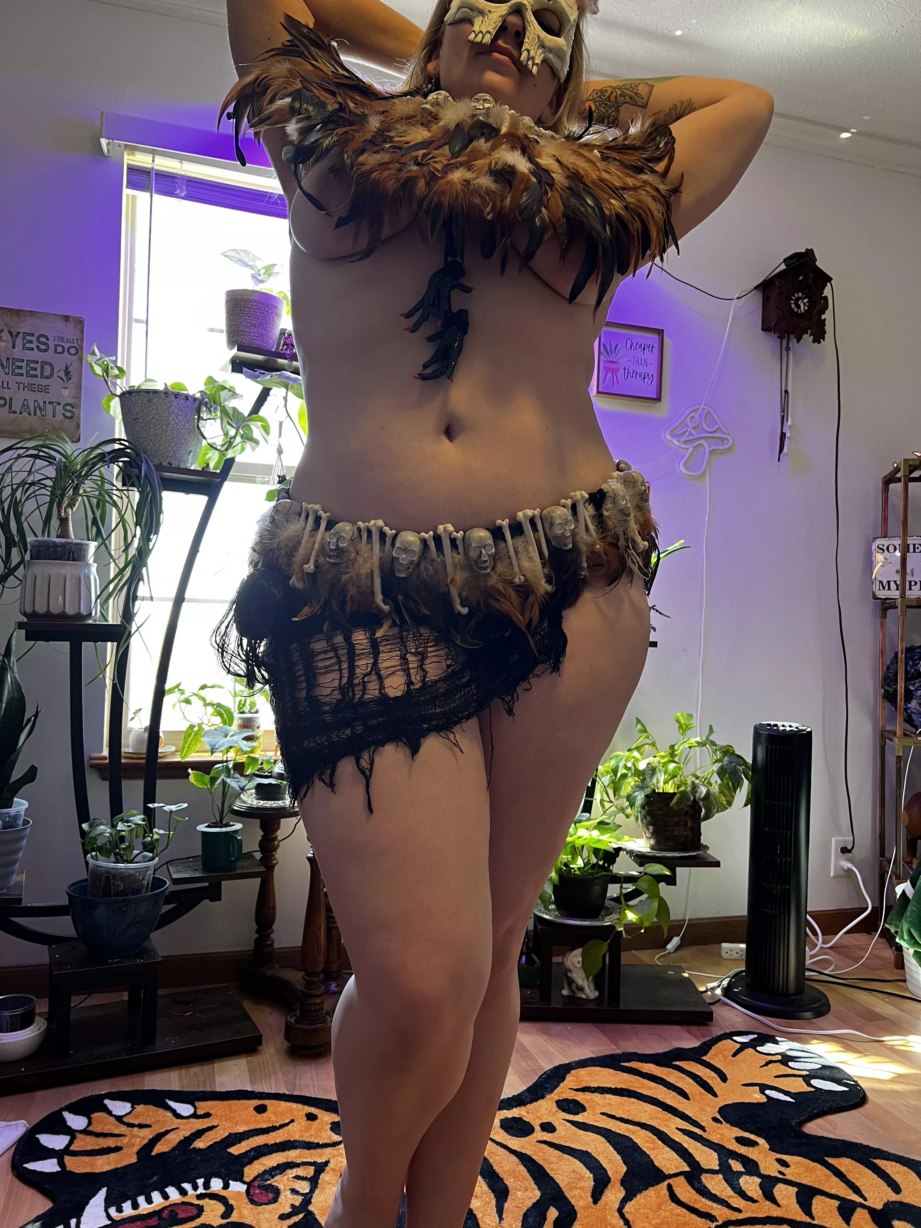 Handmade this 7 years ago. Today I try it on and it reminds me of the forsworn from Skyrim!!  posted by PLANTSN0TPE0PLE