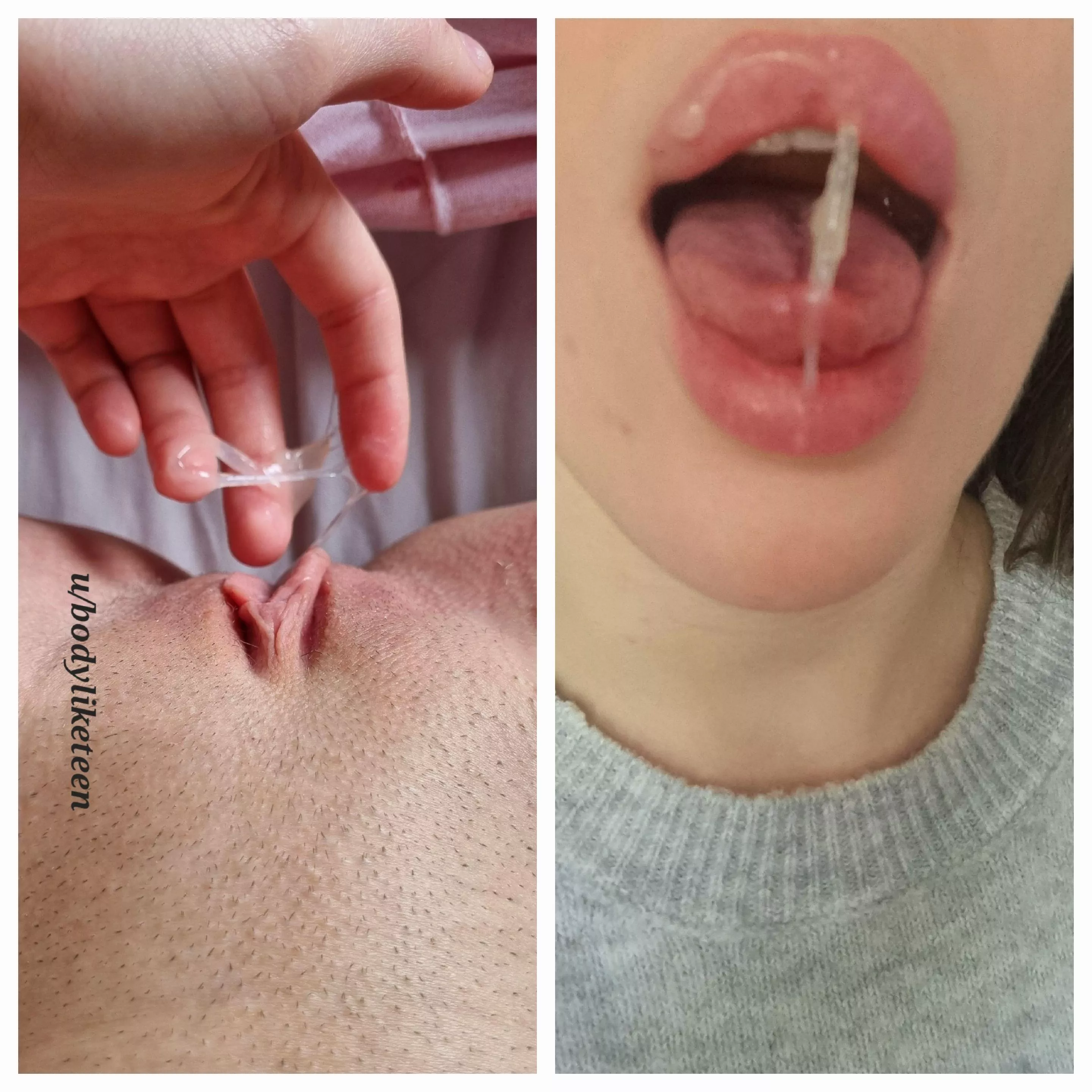 My pussy always makes so much grool. Do you think I should swallow it or leave it for you? <3  posted by bodyliketeen