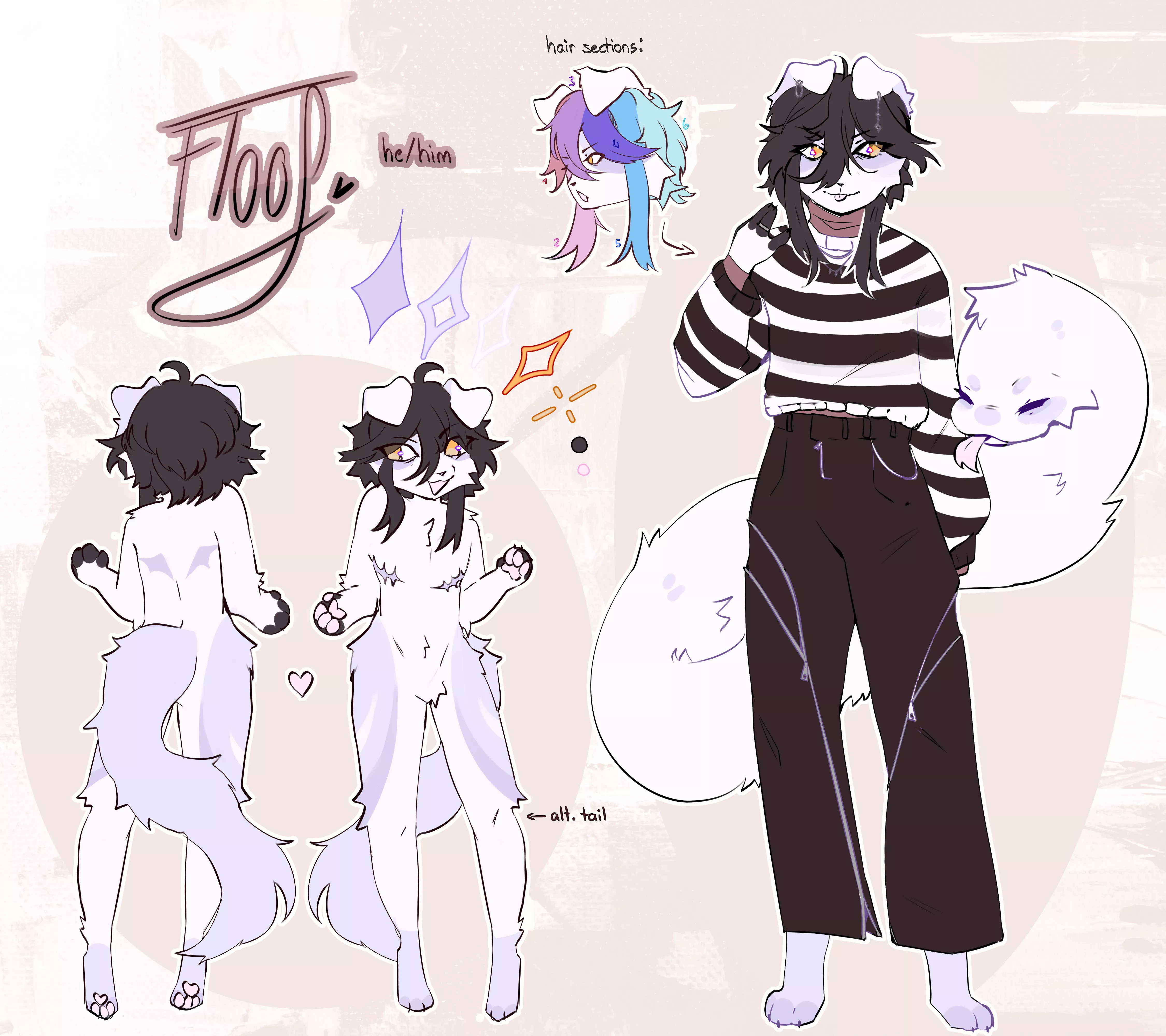 a new ref for my fursona, floof! [OC] posted by floofmoons