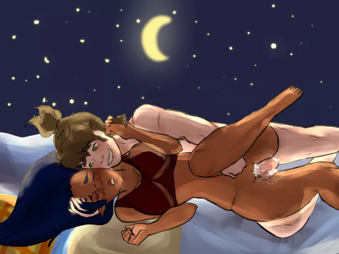 An Elf girl and her lover embracing in the moonlight! by ArwenBigButt