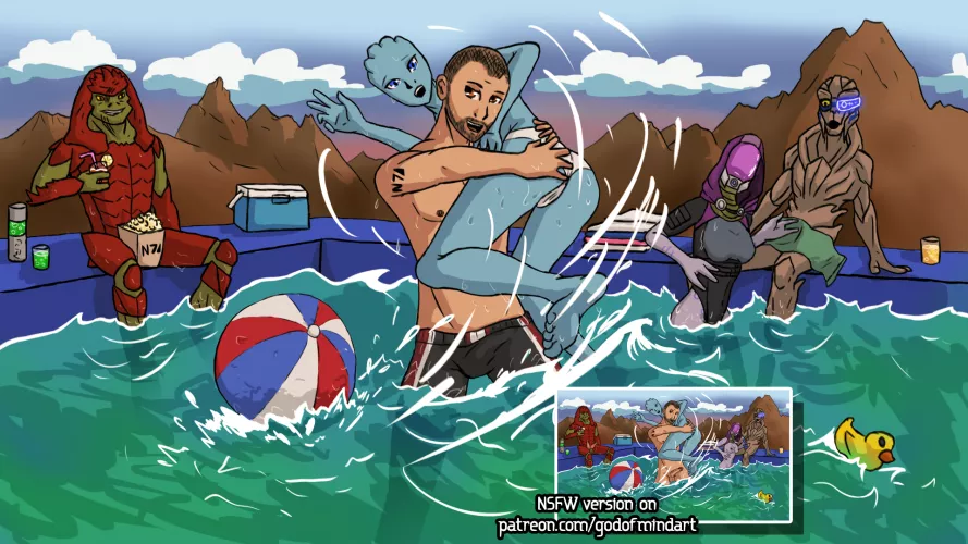 Pool Party [Shepard, Tali, Liara, Garrus, Wrex] - (God of Mind) by God_of_Mind