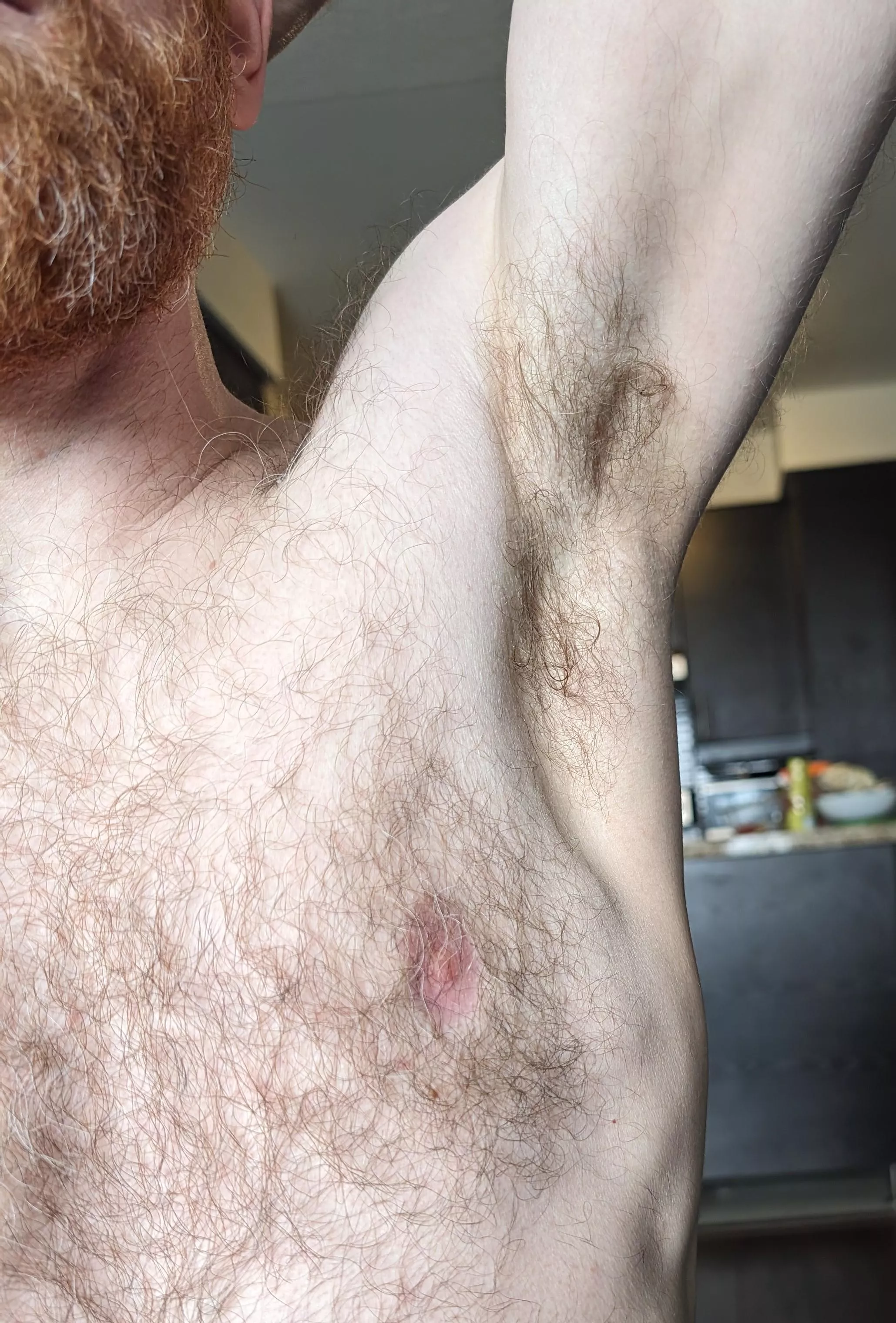 Post workout, no deodorant. You'd better get in there. posted by responsive-banana