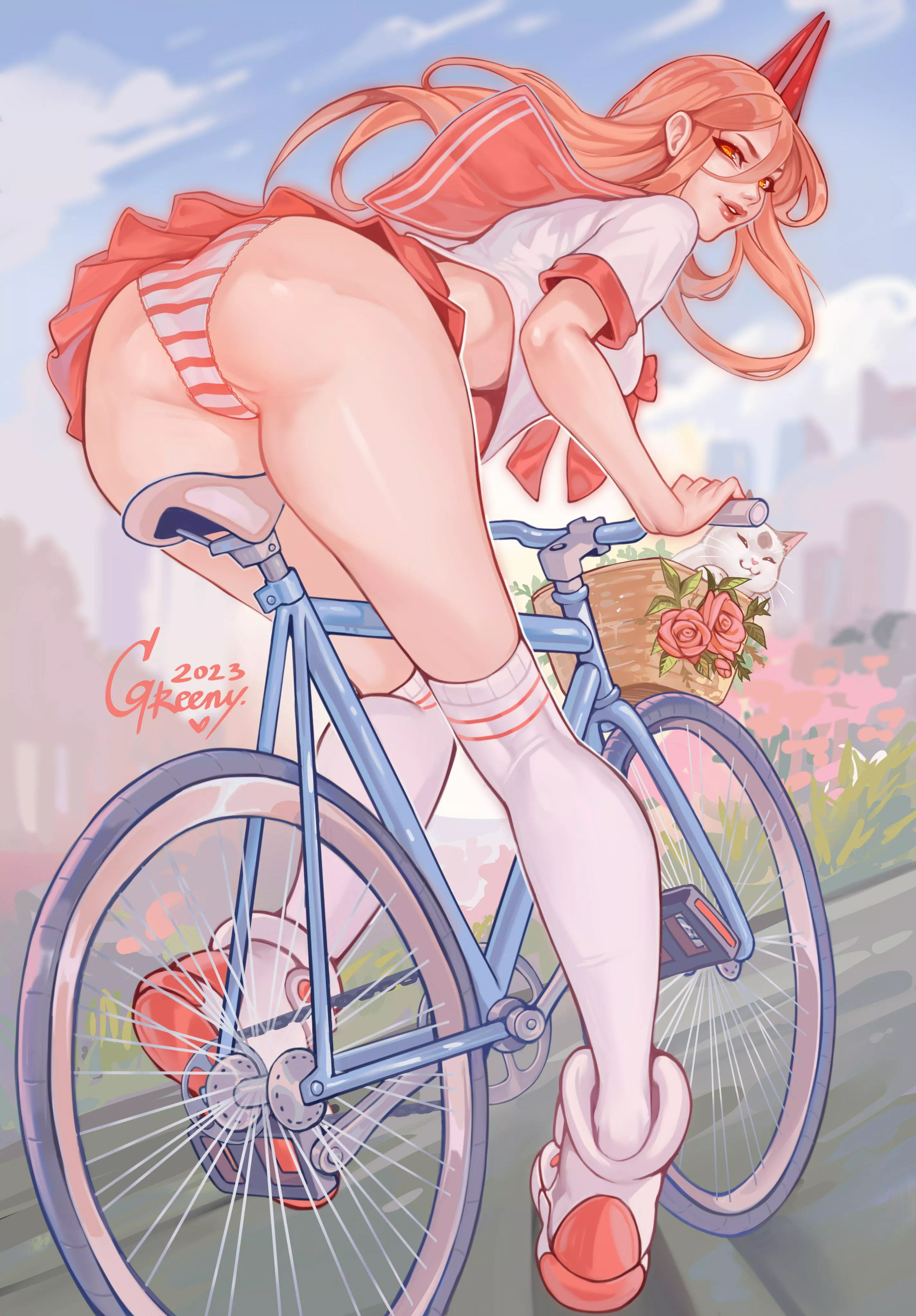 Power Riding a Bike (greenu) [Chainsaw Man] posted by OddCabinet7749