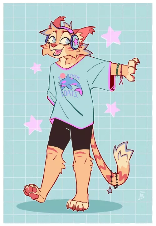Star kitty (art by me) by freckledb_art