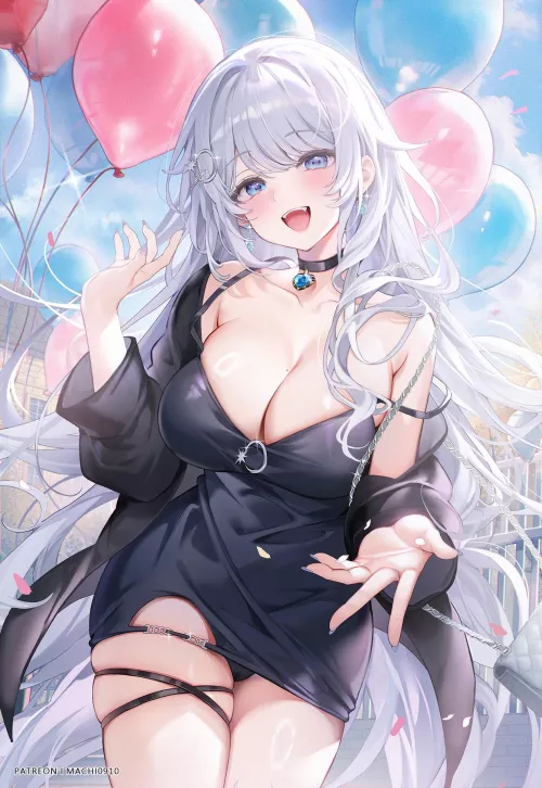 White Hair with Balloons [Original] by UndergroundChronicle