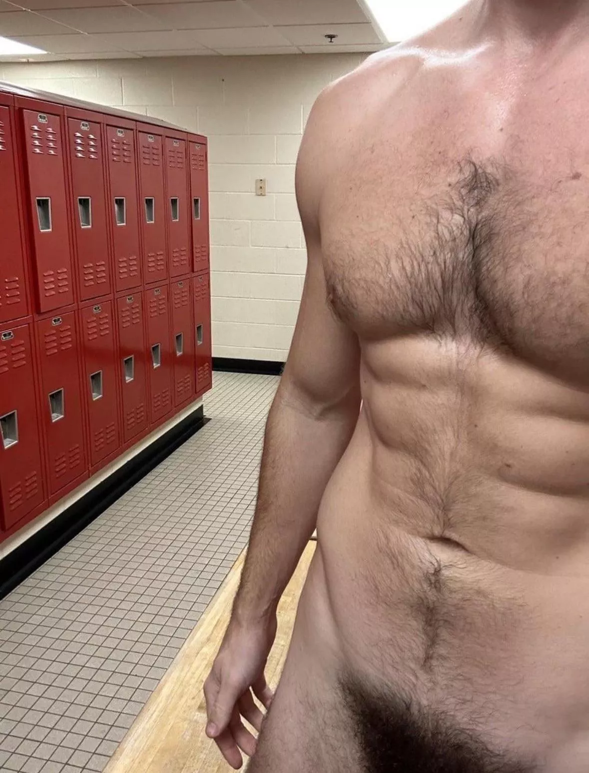 Cock out in the locker room  posted by hairy_calvin