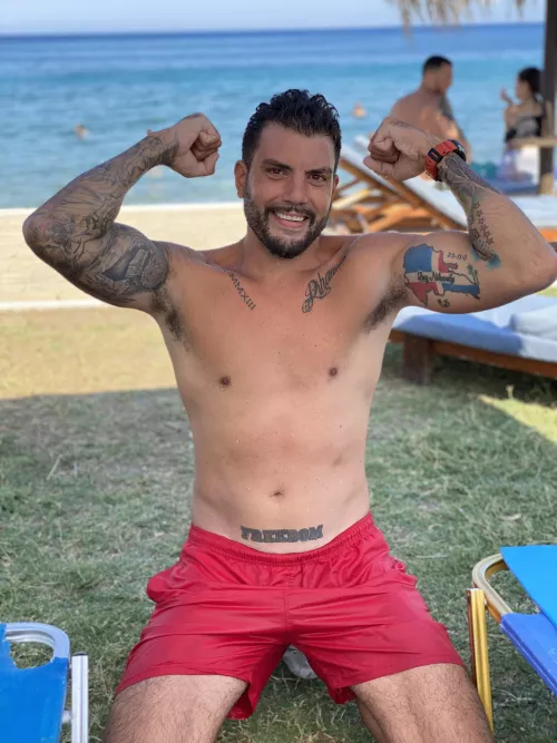 I like the beach to show my tattoos ☺️ by greekmale69