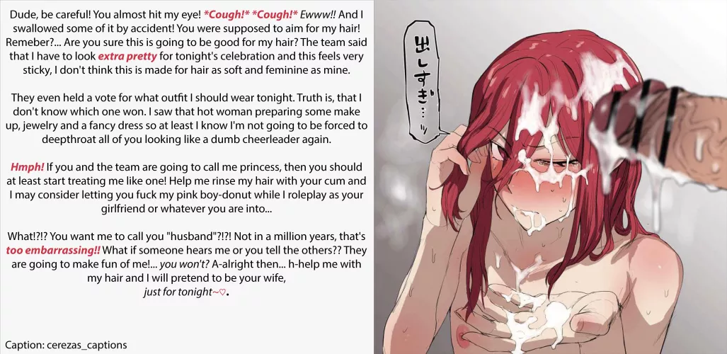 You Told Chigiri Cum Makes His Hair Look Prettier [Femboy][Cumshot][Cum on Hair][Talk of Crossdressing][Teammate][Blue Lock][Artist: pice1234] by cerezas_captions