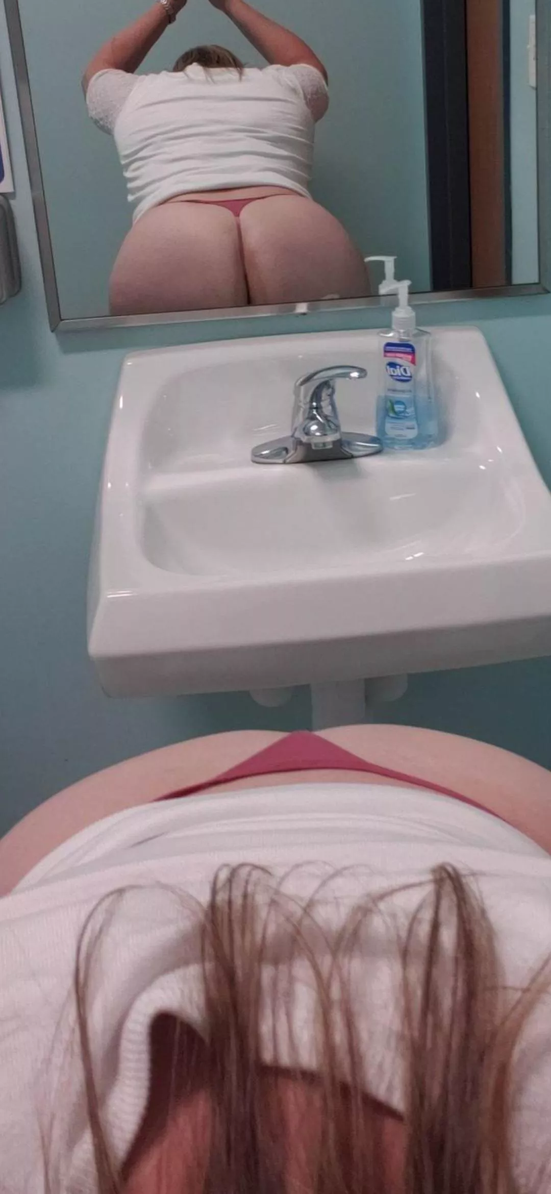 Being naughty in the school bathroom during practice.   F43 posted by wild_flower1387