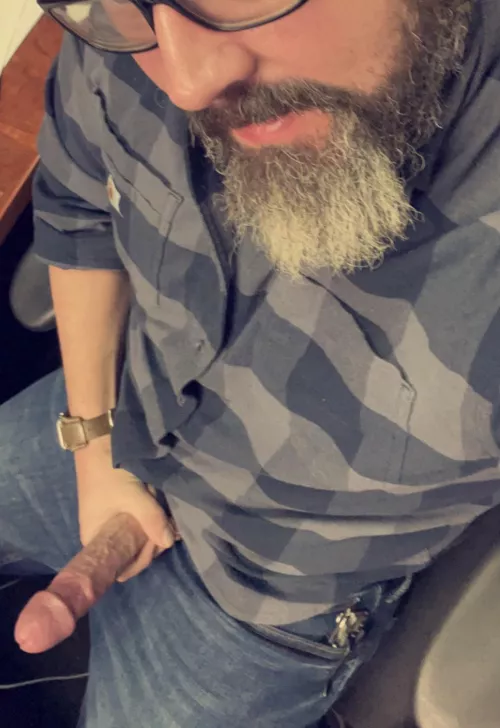 Come give my beard and my boner a tug.  by Strict_Repair_9418