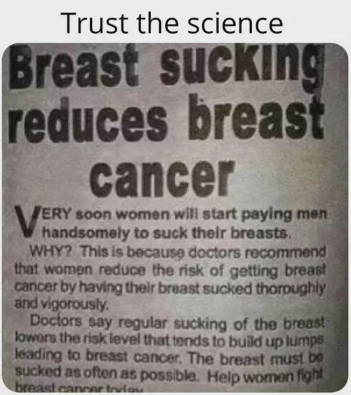 Hear me out: if all men do this, breast cancer rates will drop dramatically! by plkirk423