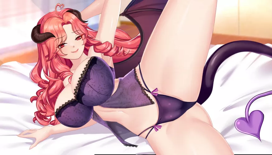 Hot succubus in bed! [Horny Suika: Wet Watermelon] by Minute_Inside1870