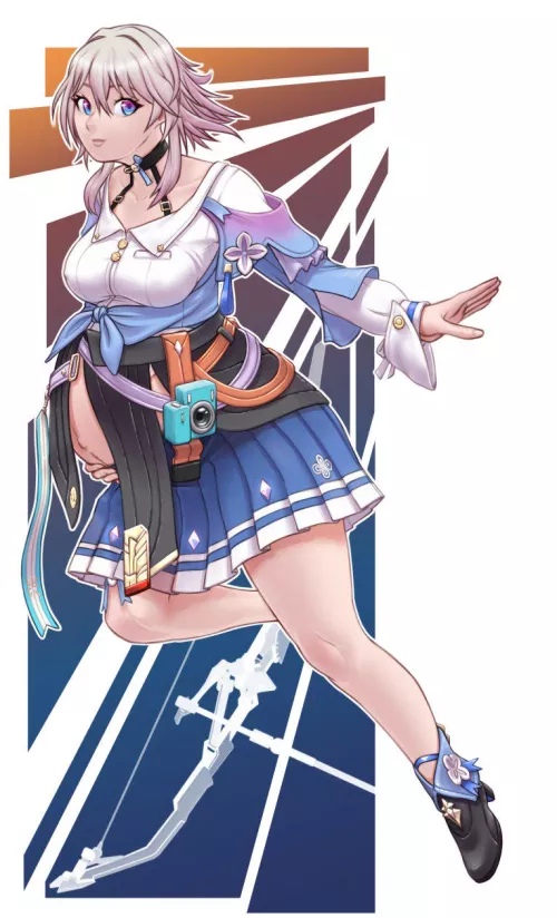 March 7th with little April, May and June (@CShading) by HeavyLancerthe8th