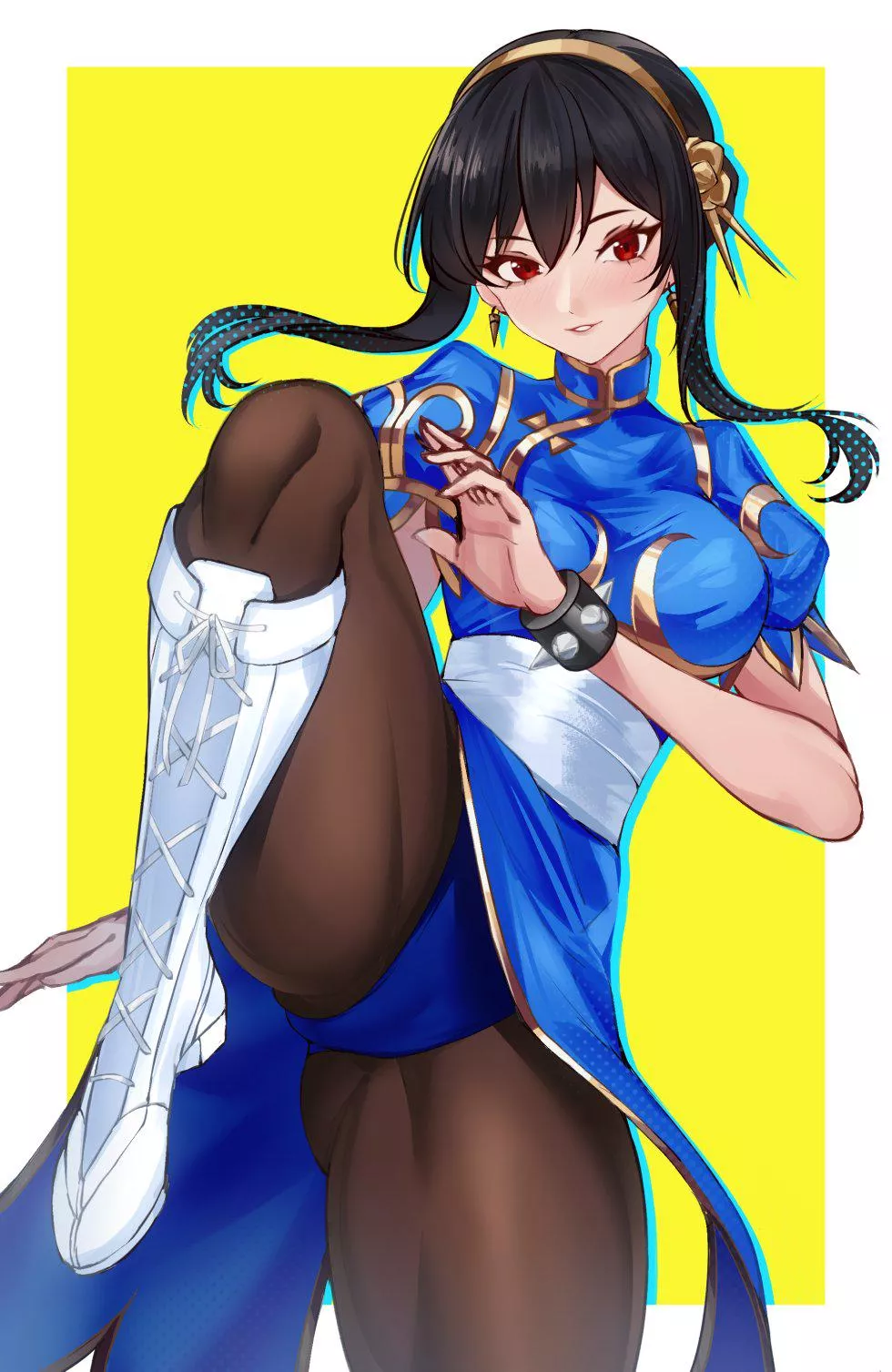 Yor Forger in Chun-Li's outfit posted by LafterMastr
