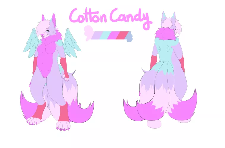 New ref for my fursona (Cotton Candy) by Pshycore