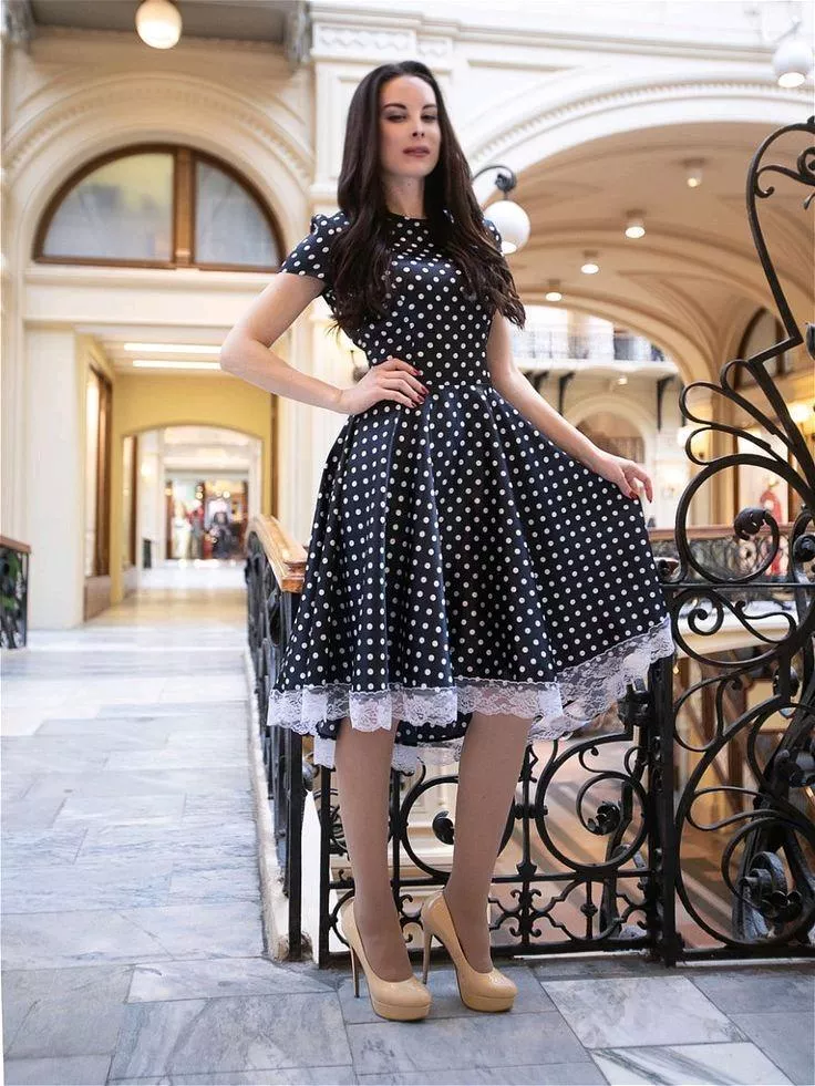 Sexy polka dot dress and high heels  posted by Tough_Path8397