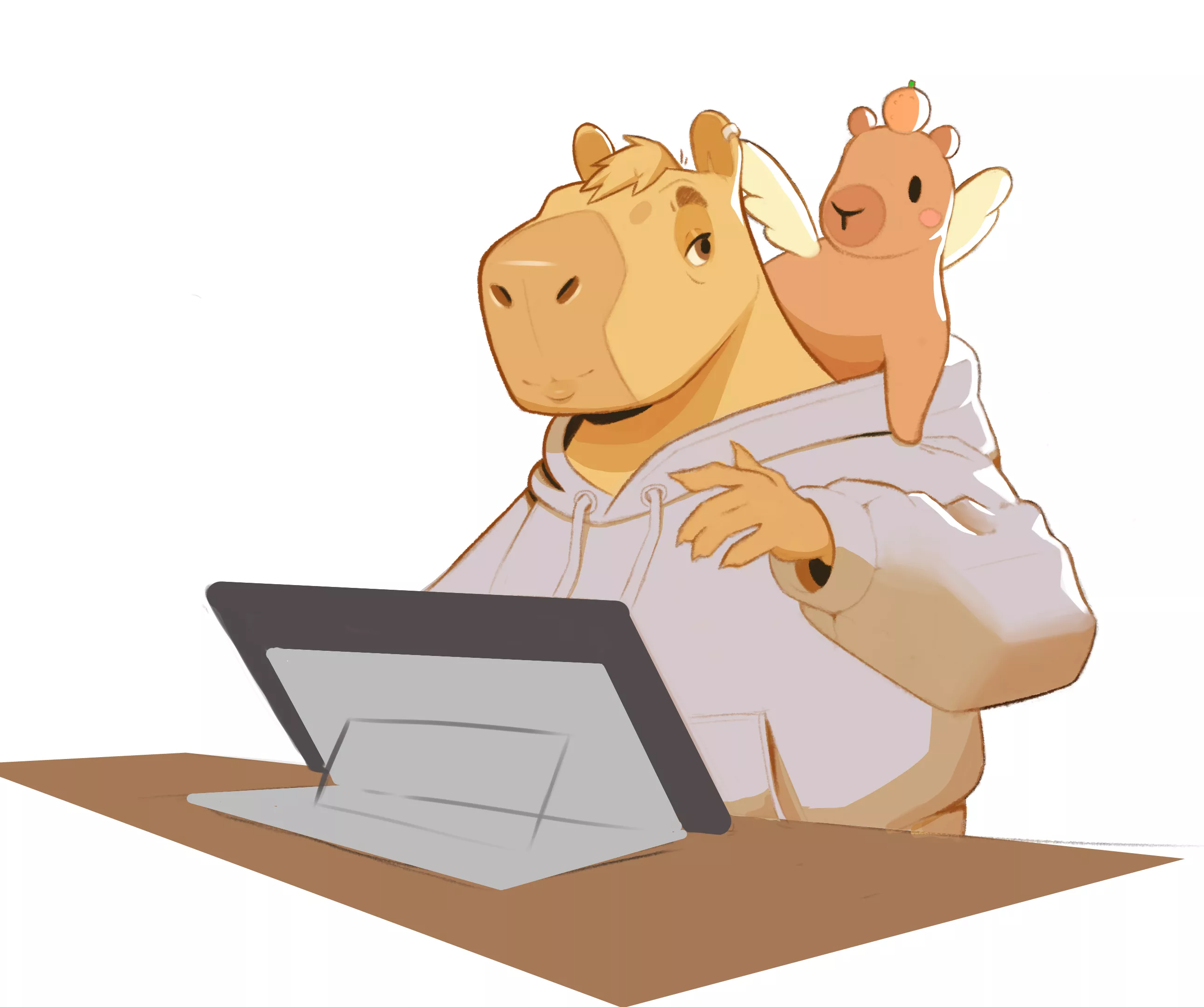 I posted it on my Twitter but I want to post it here too. A simple fanart for Tofupixel. capybaras together (recommendation u/MaikMaster5) posted by Urso_em_ingles
