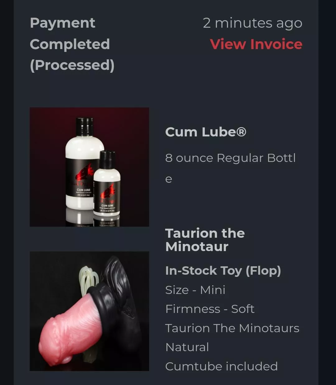 My grab today!! My first cumtube o.o  posted by 0ilSoakedRag