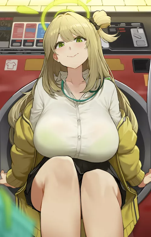 Nonomi at the laundromat (Makarony) [Blue Archive] by llamanatee